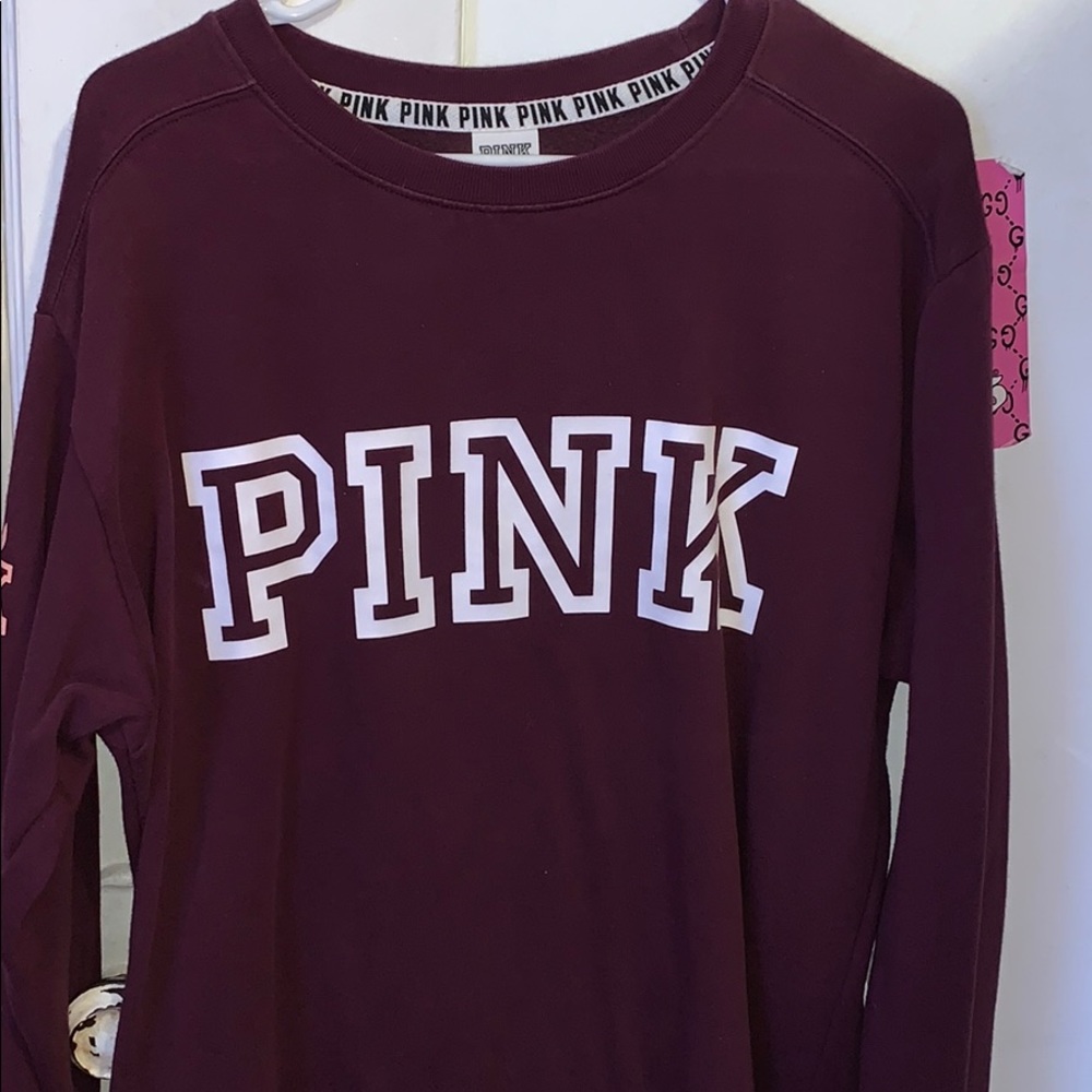 PINK Burgundy/Maroon Crewneck Sweater